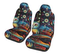 WBQLSL Colorful cat shapes Printed Car Seat Covers 2-Piece Pack - Front Seat Backrest Cushions Suitable for Sedans, SUVs, Trucks, Vans