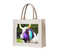 WBQLSL Colorful cow's head Printed Canvas Tote | Lightweight Storage Bag Perfect for the Beach, Picnics, and Everyday Shopping