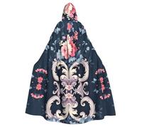 WBQLSL Colorful Flower PatternsAdult Halloween hooded cape, perfect for Halloween, costume parties,and cosplay.