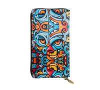 WBQLSL Colorful graffiti wall painting Stylish leather wallet, 7.48 x 4.13 inch long zippered coin purse, convenient travel cash wallet
