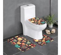 WBQLSL Colorful hearts Floor mat set (3 pieces) - bathroom non-slip mat, bedroom door mat, kitchen mat