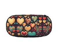 WBQLSL Colorful hearts Large capacity pencil bag, multi-layer partition stationery storage bag - unisex learning office supplies