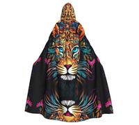 WBQLSL Colorful leopard head Patterned Hooded Cape - Masquerade Costume/Party Outfit/Cosplay Props