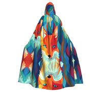 WBQLSL Colorful Little FoxesAdult Halloween hooded cape, perfect for Halloween, costume parties,and cosplay.