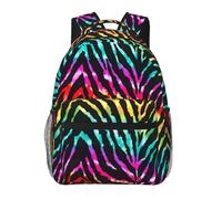 WBQLSL Colorful Rainbow Zebra Lightweight travel backpack suitable for hiking, business trips, camping, fitness, school, university, and other occasions, featuring a multi-pocket design.
