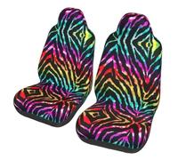 WBQLSL Colorful Rainbow Zebra Printed Car Seat Covers - 2-Pack Seat Protectors - Elastic and Breathable Seat Cushions - Suitable for Cars, SUVs, Trucks, Vans