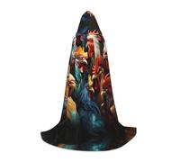 WBQLSL colorful roosters standing together Patterned S Wizard Cape, Suitable for Adults & Teens Cosplay, Full Size Range S, M, L