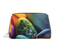 WBQLSL Coloured stones Leather makeup bag, portable large-capacity makeup storage bag, carry-on travel with pocket makeup bag