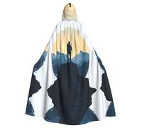 WBQLSL Conquer the mountain Printed Halloween cape, masquerade hooded cape, suitable for theme parties