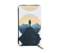 WBQLSL Conquer the mountain Stylish leather wallet, 7.48 x 4.13 inch long zippered coin purse, convenient travel cash wallet