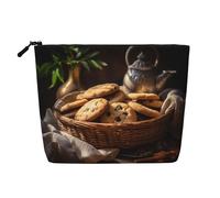 WBQLSL cookie Patterned travel cosmetic bag, multifunctional storage bag, specially designed for daily necessities storage, Black, One Size