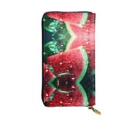 WBQLSL Cool watermelon Stylish leather wallet, 7.48 x 4.13 inch long zippered coin purse, convenient travel cash wallet