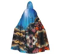 WBQLSL coral reefHalloween hooded cape party robe suitable for costume parties and holiday parties