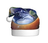 WBQLSL Cosmic Earth Adult Decorative Hat, 15.7 Inch Tall Unisex New Year Santa Hat, Plush Santa Hat Christmas New Year Party