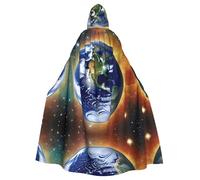 WBQLSL Cosmic Earth Printed Cape Robe - Masquerade Cape with Hood
