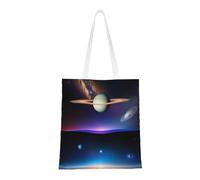 WBQLSL Cosmic Saturn Shopping Bag, Unisex Hand Tote Lightweight Canvas Bag, Suitable for Shopping, Event Promotion, Travel, Work Reusable Tote Bag,