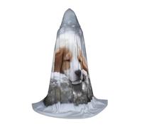 WBQLSL Cosplay hooded A Sleeping dog printed Large cape, costume, essential holiday party prop, sizes S/M/L (unisex)
