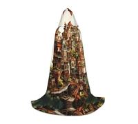 WBQLSL Cosplay hooded Dream Castle printed Large cape, costume, essential holiday party prop, sizes S/M/L (unisex)