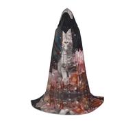 WBQLSL Cosplay hooded Kitten by the crystal printed Medium cape, costume, essential holiday party prop, sizes S/M/L (unisex)