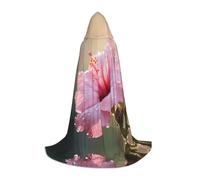 WBQLSL Cosplay hooded Korean national flower printed Large cape, costume, essential holiday party prop, sizes S/M/L (unisex)