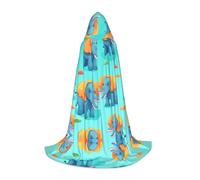 WBQLSL Cosplay hooded Little Elephant with Big Ears printed Small cape, costume, essential holiday party prop, sizes S/M/L (unisex)