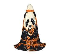 WBQLSL Cosplay hooded Panda eating food printed Medium cape, costume, essential holiday party prop, sizes S/M/L (unisex)