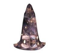 WBQLSL Cosplay hooded Pink Crystal printed Medium cape, costume, essential holiday party prop, sizes S/M/L (unisex)