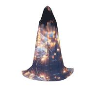 WBQLSL Cosplay hooded Pink Firefly printed Medium cape, costume, essential holiday party prop, sizes S/M/L (unisex)