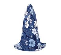 WBQLSL Cosplay hooded plum blossom pattern printed Small cape, costume, essential holiday party prop, sizes S/M/L (unisex)