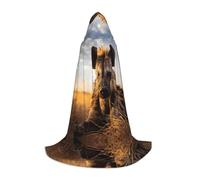 WBQLSL Cosplay hooded Prone Hyena printed Small cape, costume, essential holiday party prop, sizes S/M/L (unisex)