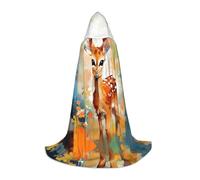WBQLSL Cosplay hooded Sika Deer printed Medium cape, costume, essential holiday party prop, sizes S/M/L (unisex)