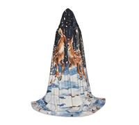 WBQLSL Cosplay hooded Silly Roe Deer printed Medium cape, costume, essential holiday party prop, sizes S/M/L (unisex)