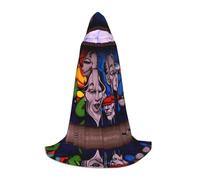 WBQLSL Cosplay hooded Street graffiti printed Medium cape, costume, essential holiday party prop, sizes S/M/L (unisex)