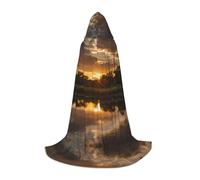WBQLSL Cosplay hooded Sunset scenery printed Large cape, costume, essential holiday party prop, sizes S/M/L (unisex)