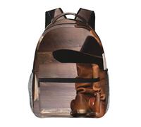 WBQLSL Cowboy Black Hat Western Boots Casual Backpack, Laptop Backpack for Travel Hiking Business Camping Gym