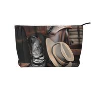 WBQLSL Cowboy Black Hat Western Boots Corduroy cosmetic bag - travel storage bag, can hold lipstick, powder and other cosmetics