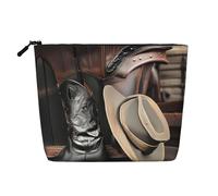 WBQLSL Cowboy Black Hat Western Boots Patterned travel cosmetic bag, multifunctional storage bag, specially designed for daily necessities storage, Black, One Size