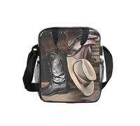 WBQLSL Cowboy Black Hat Western Boots printing Transparent Shoulder Bag Lunch Handbag with Zipper and Shoulder Strap for Women Men Work Shopping