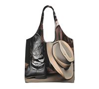 WBQLSL Cowboy Black Hat Western Boots Shoulder bag - convenient to carry, suitable for shopping, work and study