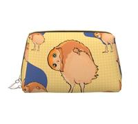 WBQLSL Crooked Owl Leather makeup bag, portable large-capacity makeup storage bag, carry-on travel with pocket makeup bag