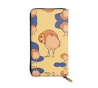 WBQLSL Crooked Owl Zipper leather wallet, 7.5 * 4.1 inch long clutch bag, multiple compartments and large capacity, a good gift for friends