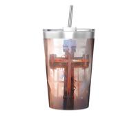 WBQLSL Crucifixion Insulated Straw Cup Ideal for Gym use or Carrying on The go