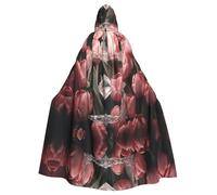 WBQLSL Crystal and pink tulips Patterned Hooded Cape - Masquerade Costume/Party Outfit/Cosplay Props