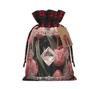 WBQLSL Crystal and pink tulips Printed Flower Pocket 8.3x11.8 Inch Holiday Party Decoration Gift Bag Candy Snack Storage Bag