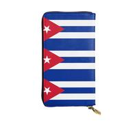 WBQLSL Cuban flag Long leather clutch with zippered coin purse and 12 credit card slots, lightweight travel cash wallet