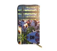 WBQLSL Cute Cow Stylish leather wallet, 7.48 x 4.13 inch long zippered coin purse, convenient travel cash wallet