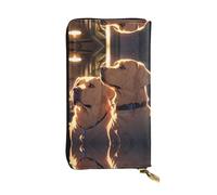 WBQLSL Cute Labrador Stylish leather wallet, 7.48 x 4.13 inch long zippered coin purse, convenient travel cash wallet