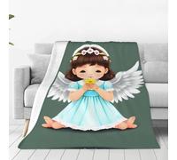 WBQLSL Cute little angel Printing ultra-soft flannel blanket - Suitable for double beds, sofas, camping, and as a gift - (60"x50")