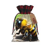 WBQLSL Cute little bee Burlap gift bag - 8.3x11.8 inch drawstring bag Party decoration supplies