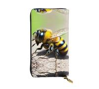 WBQLSL Cute little bee Stylish leather wallet, 7.48 x 4.13 inch long zippered coin purse, convenient travel cash wallet